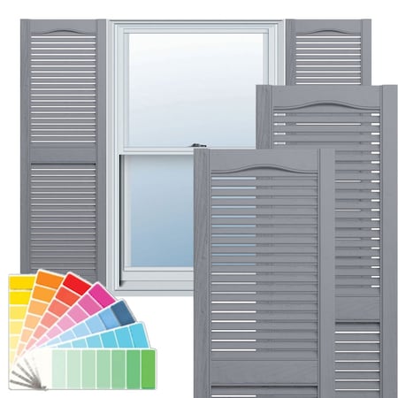 Lifetime Vinyl, Standard Cathedral Top Center Mullion, Open Louver Shutters, LL1S14X04800PG